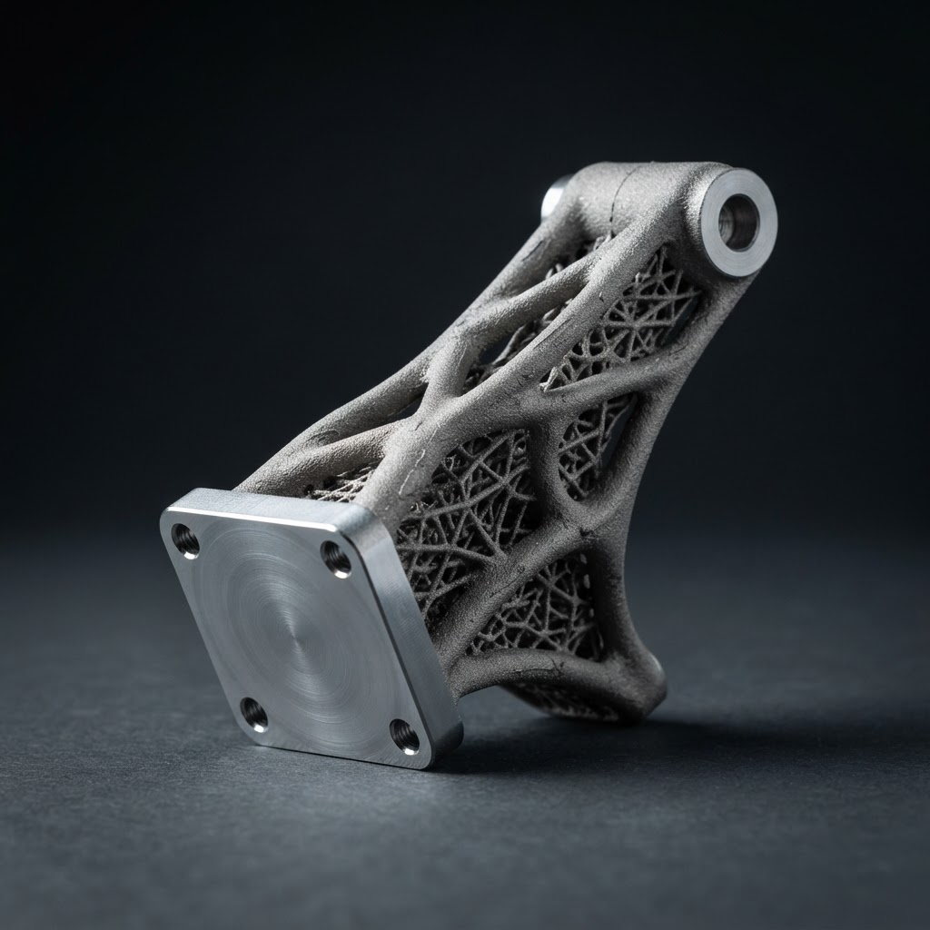 A topology-optimised metal additive manufactured bracket with an internal lattice structure